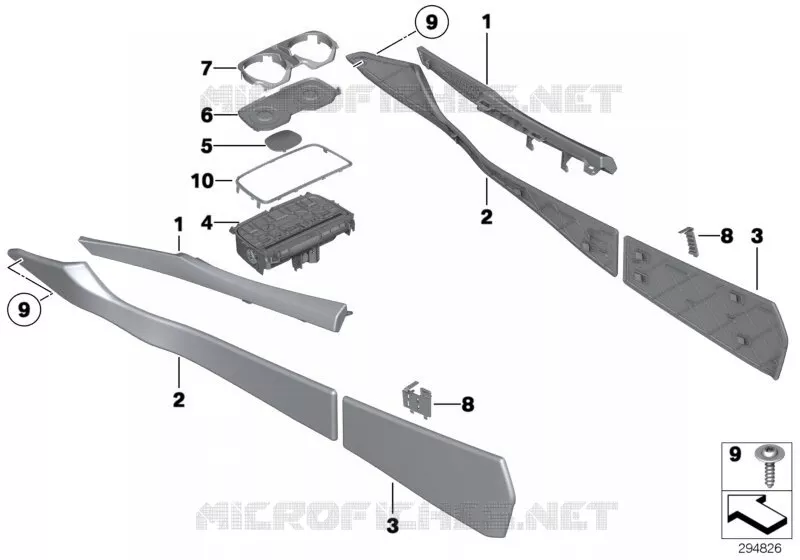 Elément rapporté console centrale BMW BMW Série 7 2009 760LiS A 760LiS