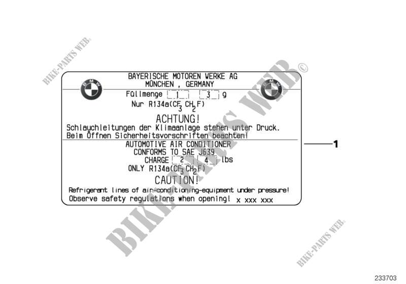 Etiquette, Indicatrice refrigerant pour BMW 525d