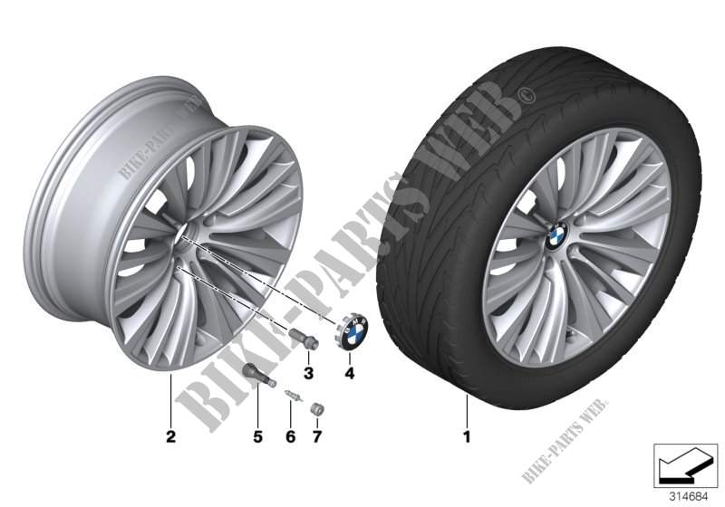 Roue all. BMW rayons multiples 458 19\ pour BMW 760i