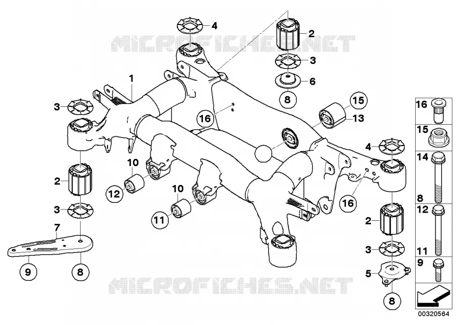Support de lessieu arriere BMW BMW Série 5 2004 525d N 525d