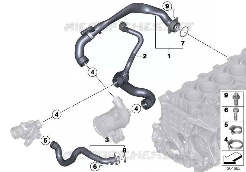Systeme de refroidissement - durit BMW BMW Série 3 2012 335i N 335i