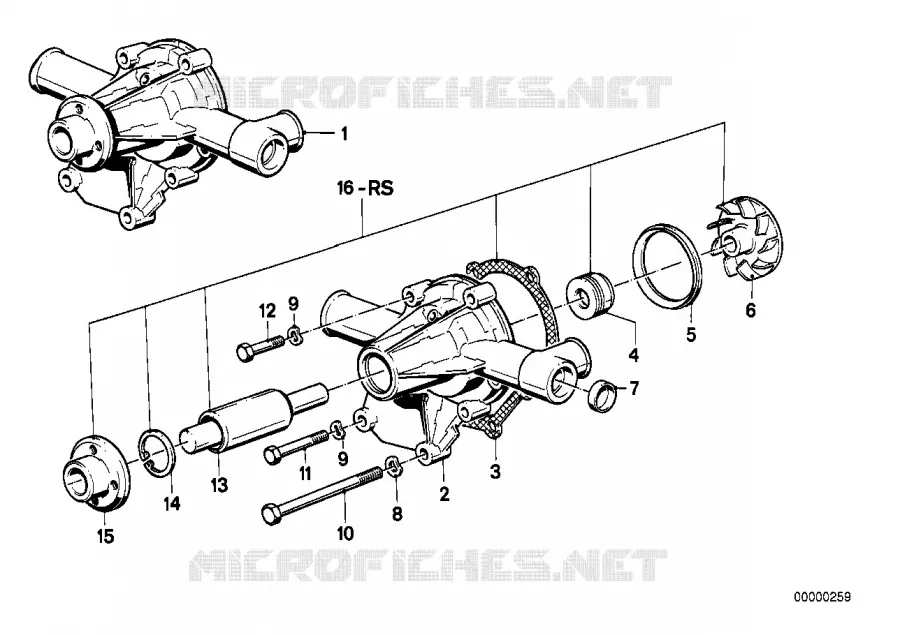 Systeme de refroidissement-pompe a eau BMW BMW Série 3 1977 320 M 320