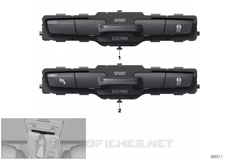 Commutateur unité cde console centrale BMW BMW Série 2 2018 218d N 218d