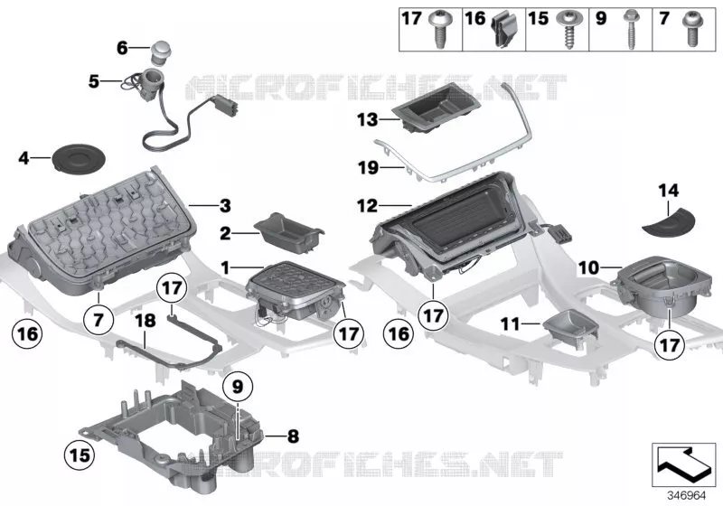 Elément rapporté console centrale BMW BMW Série 5 2009 528i N 528i