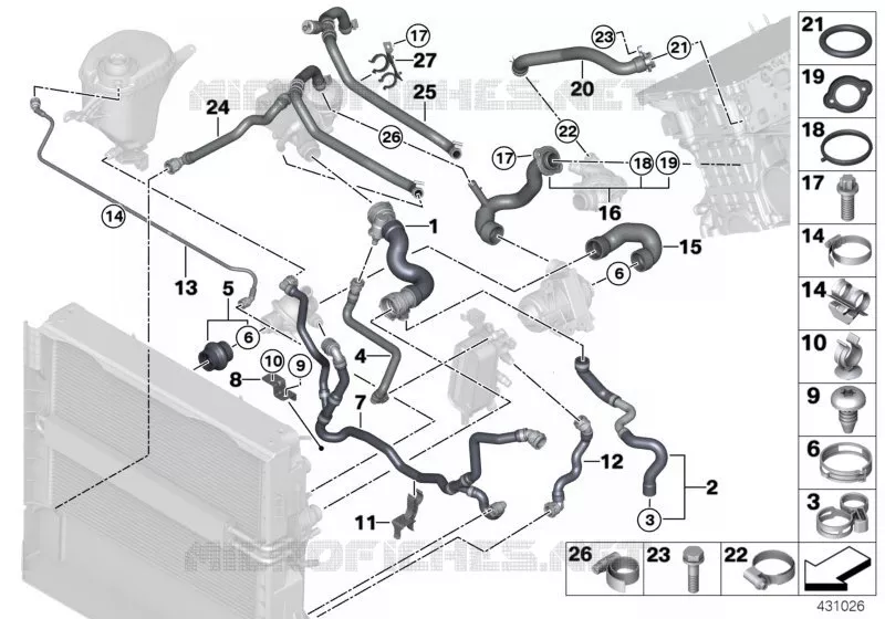 Flexibles système de refroidissement BMW BMW Série 7 2007 730Li A 730Li