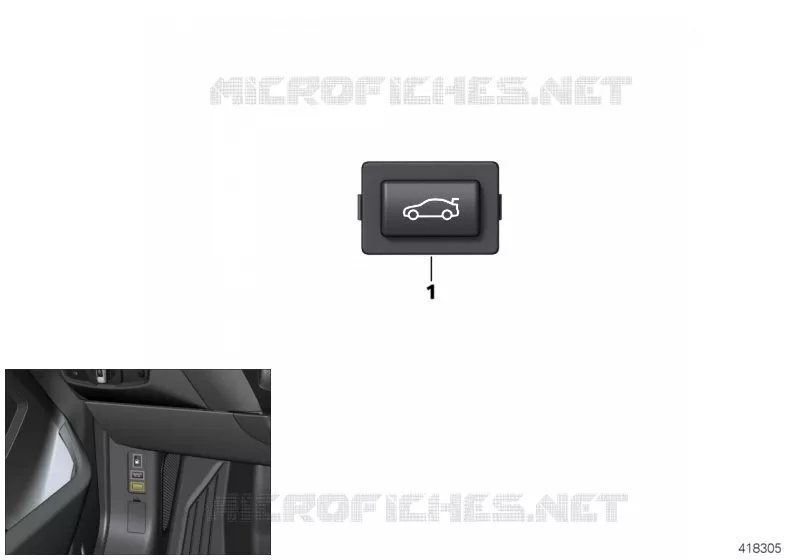 Interrupt.p deverrouillage coffre a bag. BMW BMW i3 2017 i3 A i3s 120Ah