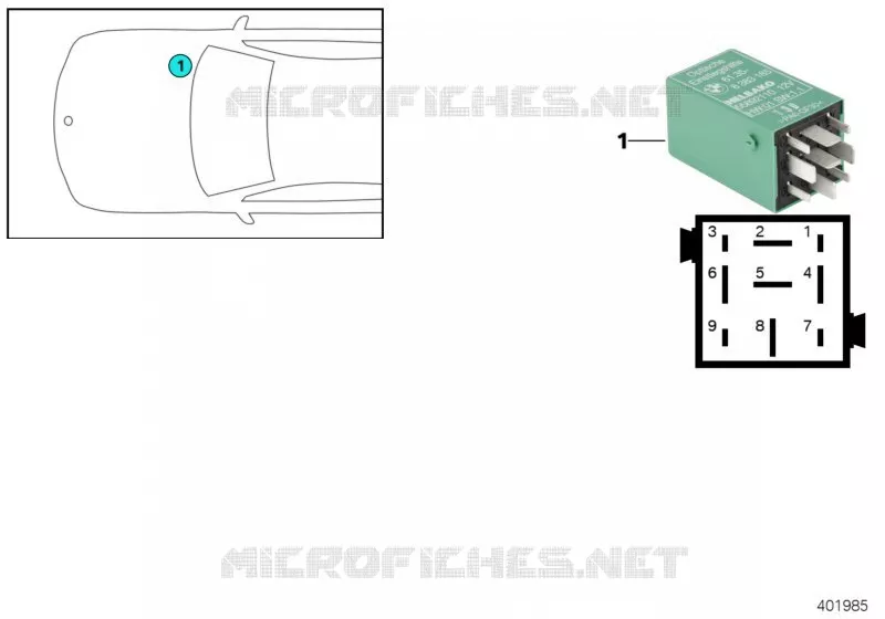 Relais éclairage vert poign.porte ext. BMW BMW X5 2000 X5 3.0i N X5 3.0i