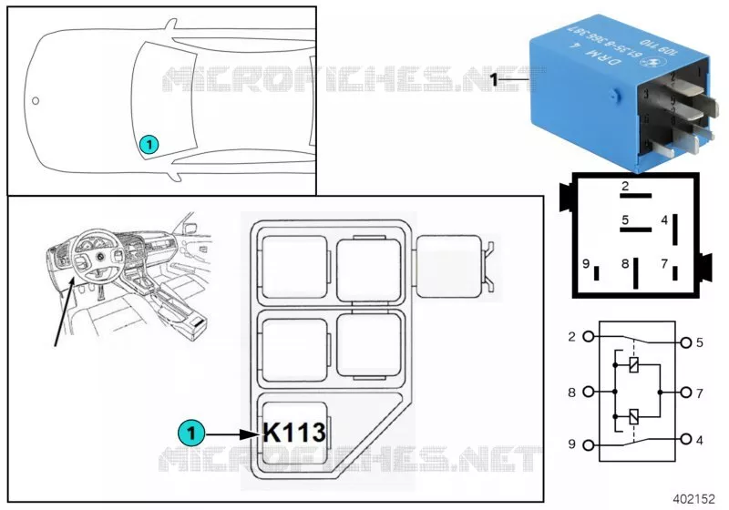 Relais vitre de custode ouvrante K113 BMW BMW Série 3 1992 320i A 320i