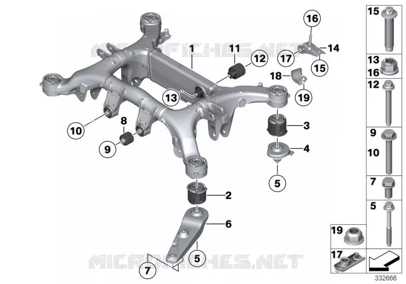 Support de lessieu arriere BMW BMW Série 5 2012 520d N 520d