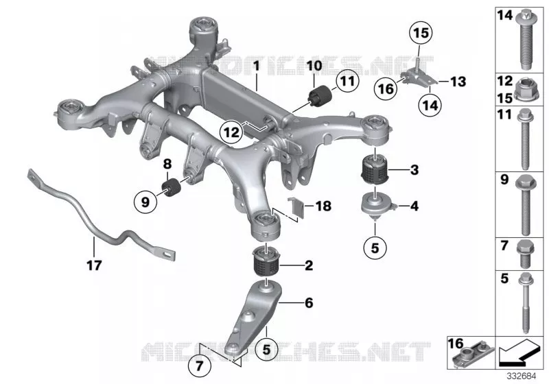 Support de lessieu arriere BMW BMW Série 7 2008 760Li A 760Li