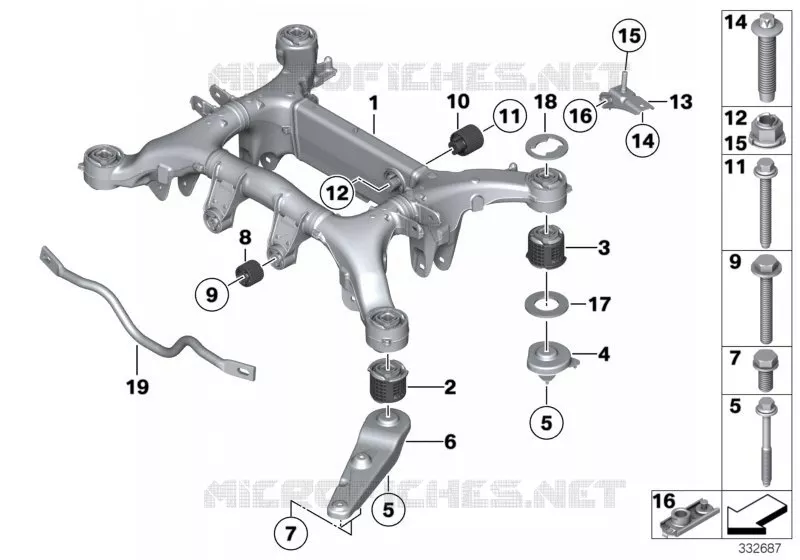 Support de lessieu arriere BMW BMW Série 7 2012 730Li A 730Li