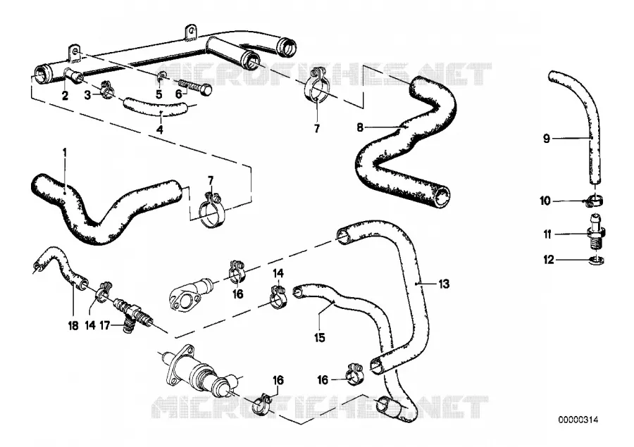 Systeme de refroidissement - durit BMW BMW Série 6 1975 633CSi M 633CSi