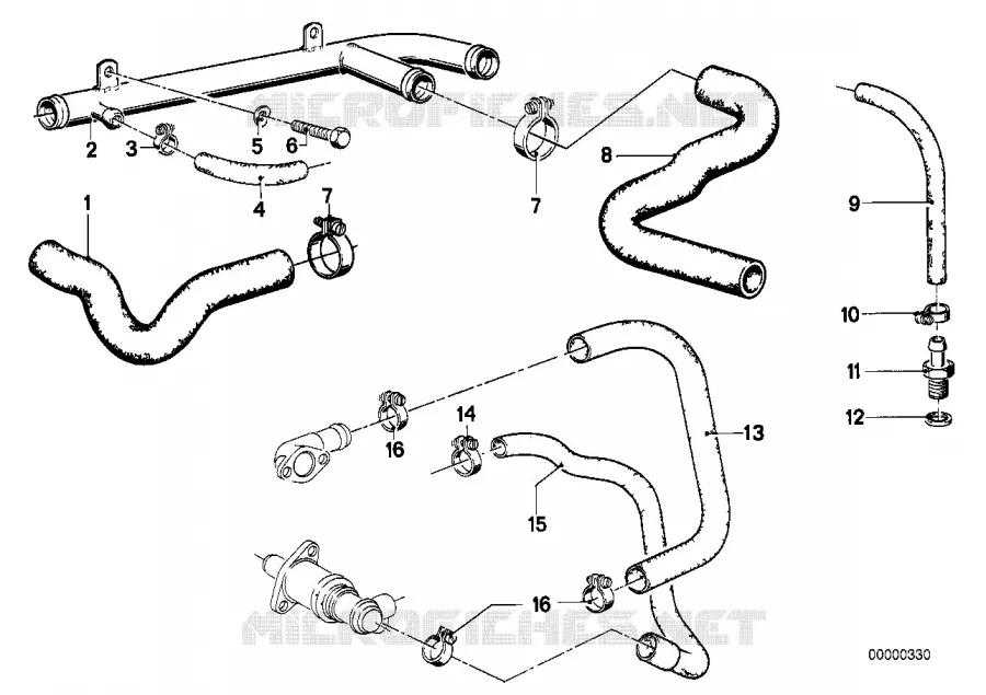 Systeme de refroidissement - durit BMW BMW Série 6 1979 635CSi A 635CSi