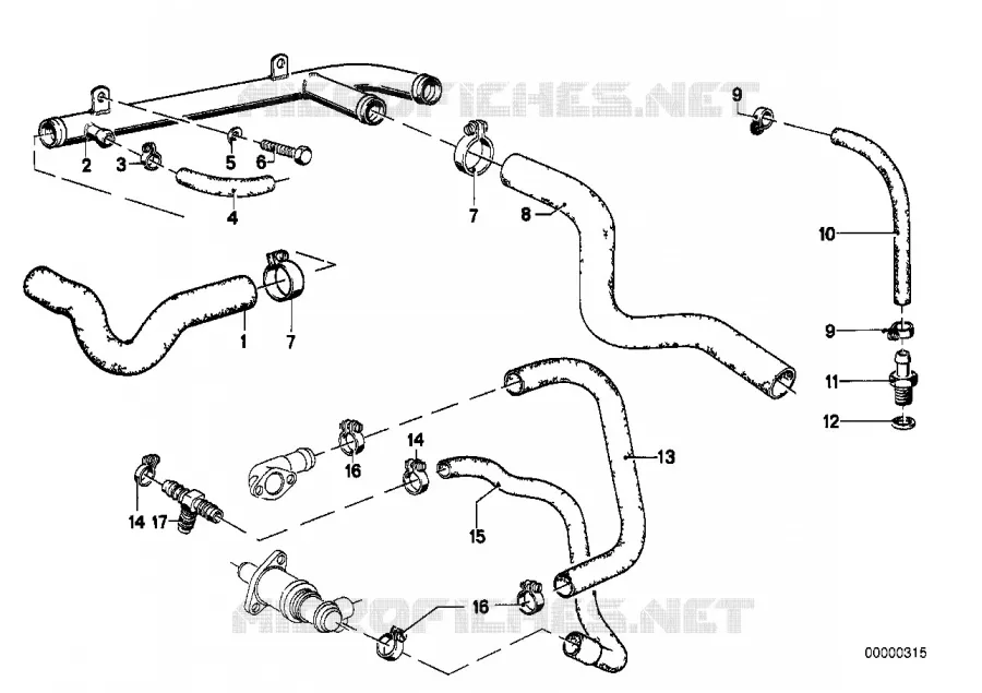 Systeme de refroidissement - durit BMW BMW Série 7 1982 732i A 732i