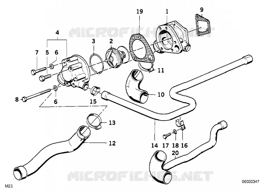 Systeme refroidissem.-thermostat/durite BMW BMW Série 5 1986 524d M 524d