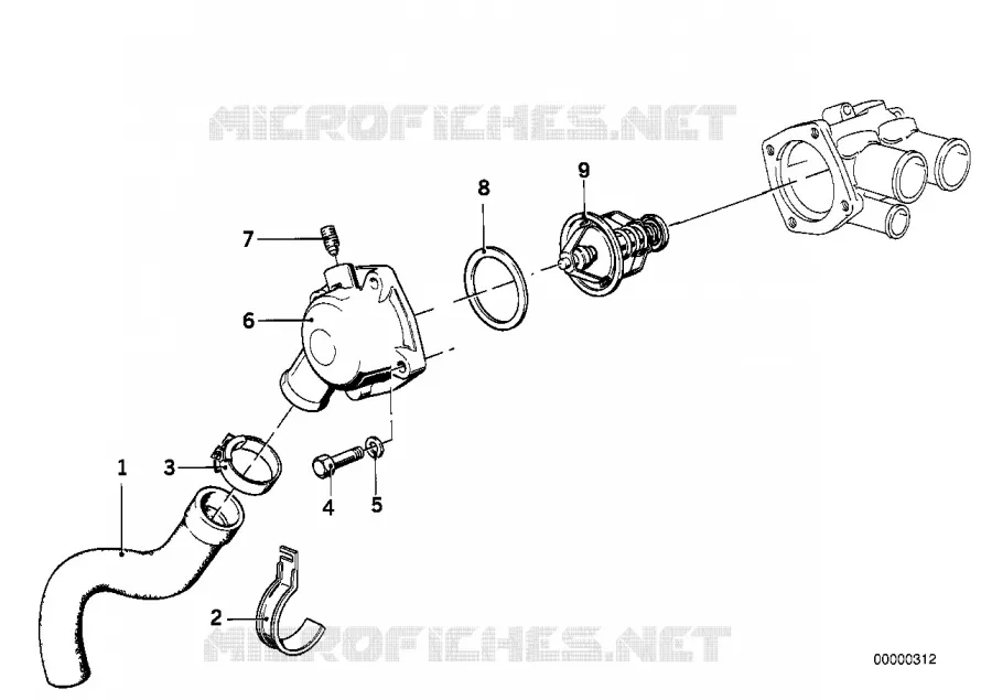 Systeme refroidissem.-thermostat/durite BMW BMW Série 6 1979 635CSi A 635CSi