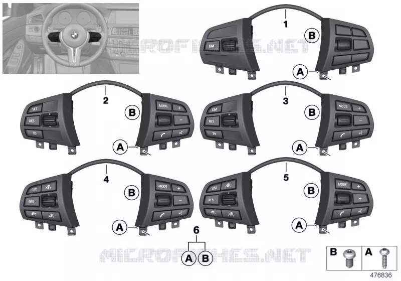 Bloc touches volant multifonctions Base BMW BMW Série 3 2012 320d ed N 320d ed