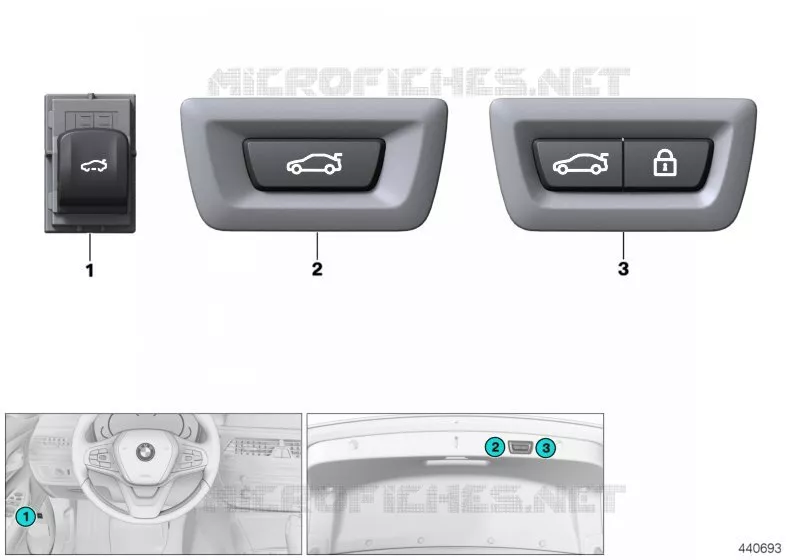 Bouton commande de hayon BMW BMW Série 7 2018 745e A 745e