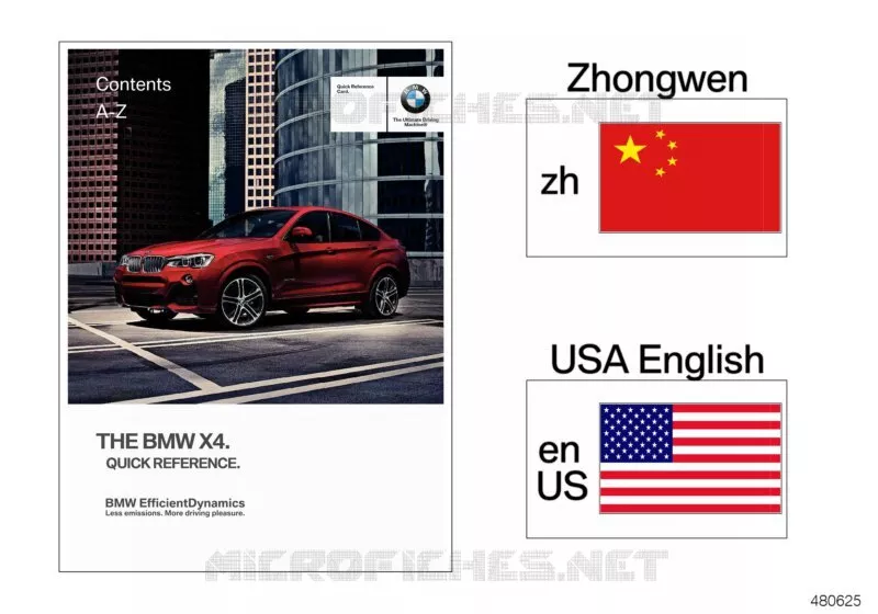 Carte de référence rapide F26 BMW BMW X4 2013 X4 20dX N X4 20dX