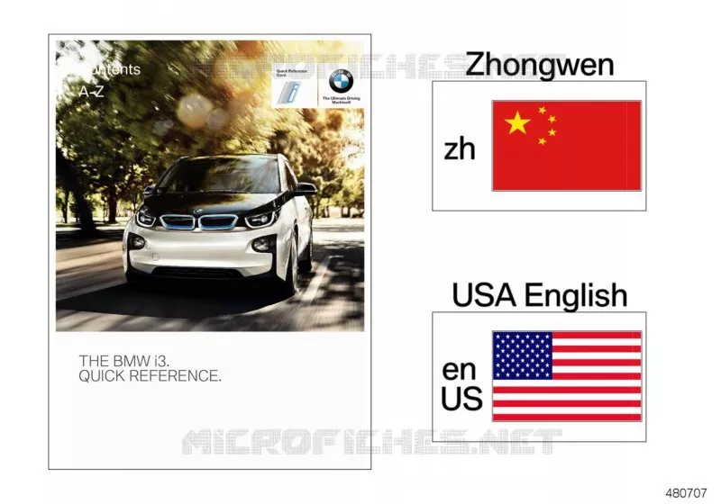 Carte de référence rapide I01 BMW BMW i3 2018 i3 A i3 120Ah