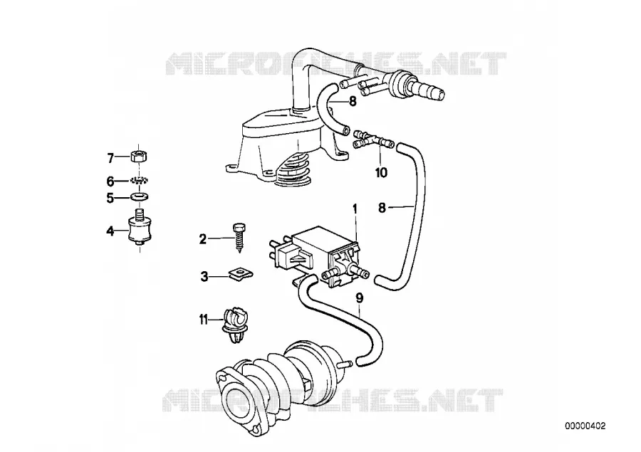 Commande à dépression-AGR BMW BMW Série 3 1987 324td A 324td