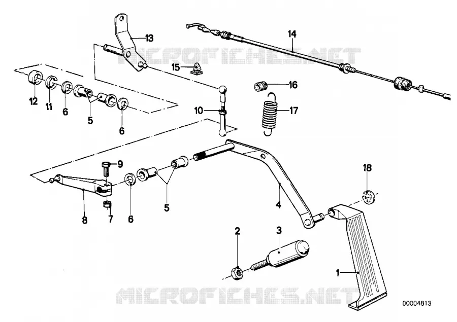 Commande daccélérateur/câble Bowden RHD BMW BMW Série 6 1986 635CSi A 635CSi