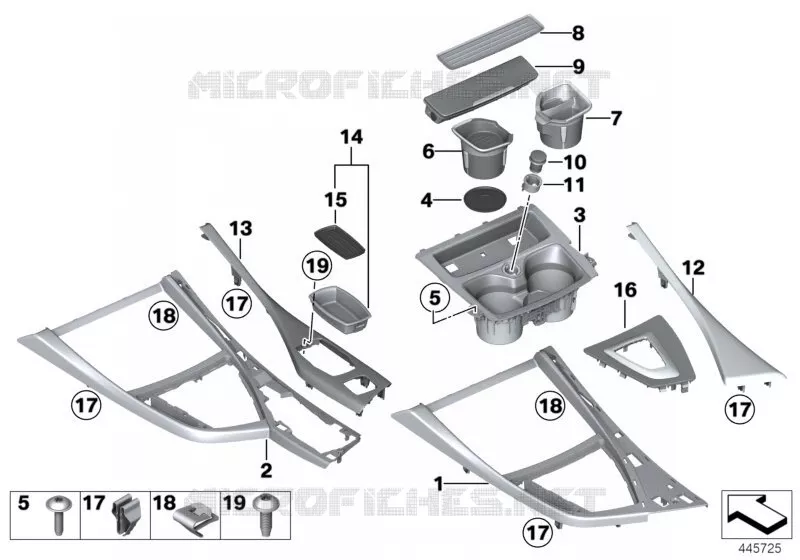 Elément rapporté console centrale BMW BMW Série 1 2012 114d N 114d