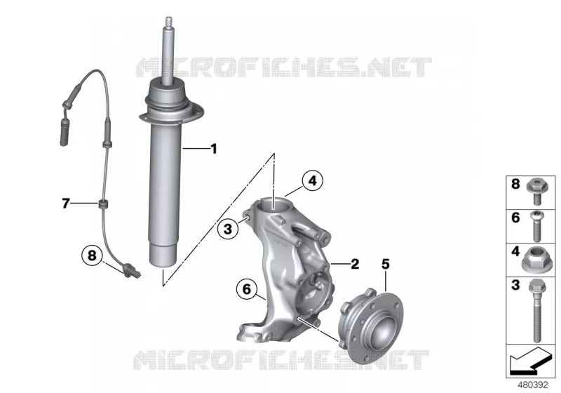 Jambe suspension av./Palier pivot/Roue BMW BMW Série 1 2012 114d N 114d