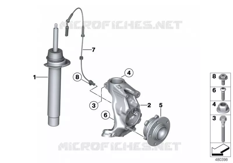 Jambe suspension av./Palier pivot/Roue BMW BMW Série 3 2012 318d N 318d