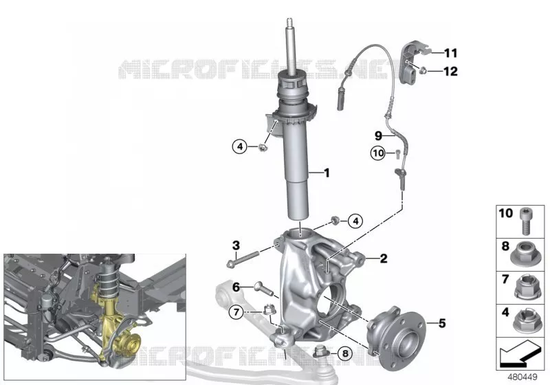 Jambe suspension av./Palier pivot/Roue BMW BMW i3 2018 i3 A i3 120Ah Rex