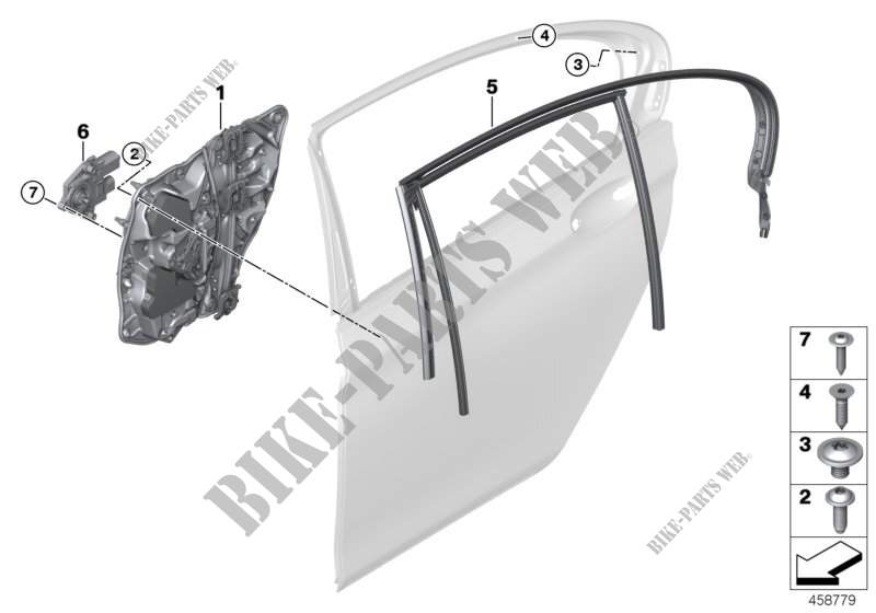 Mécanisme de fenêtre de porte arrière pour BMW 750LdX