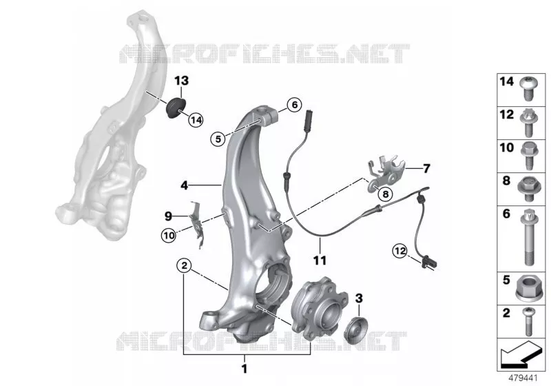 Pivot de fusée/roulement de roue AV BMW BMW Série 7 2014 740Li A 740Li