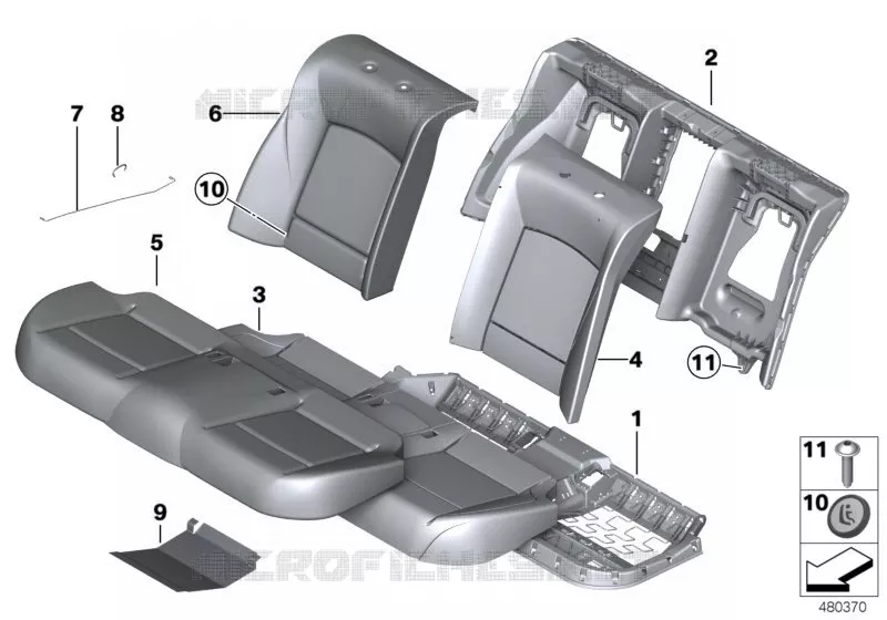 Rembourr./garnissage siège arr. de base BMW BMW Série 7 2008 760Li A 760Li