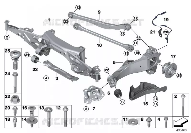 Support essieu AR,susp. roue,roulem.roue BMW BMW X2 2018 X2 16d N X2 16d
