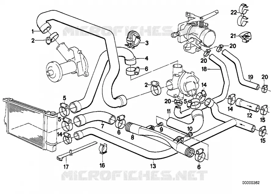 Systeme de refroidissement - durit BMW BMW Série 5 1987 525i M 525i