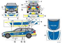Kit autocollant police Bavière bleu pour BMW 316d de 2015