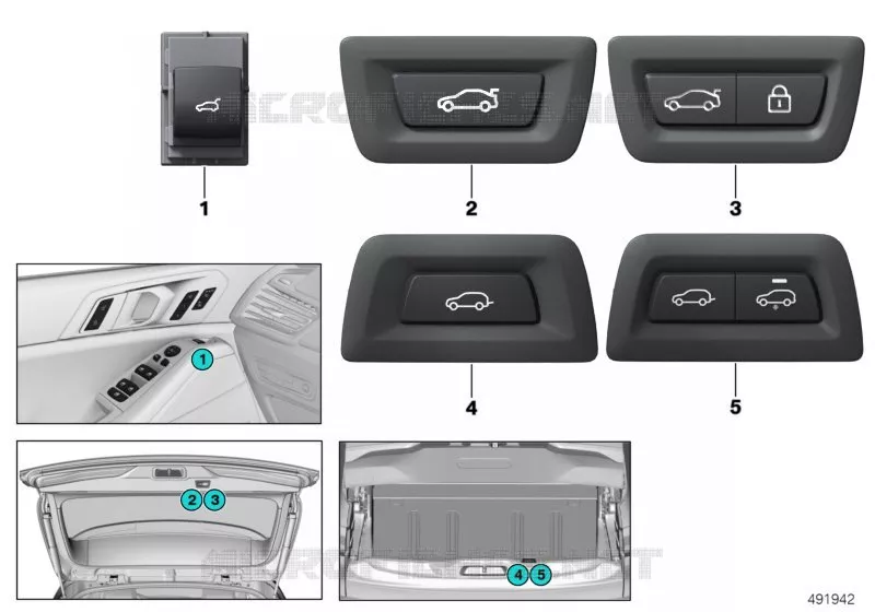 Bouton commande de hayon BMW BMW X6 2018 X6 30dX A X6 30dX