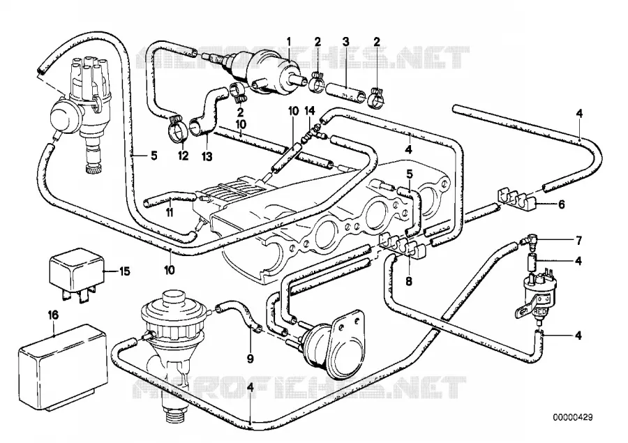 Commande à dépression-AGR BMW BMW Série 6 1975 633CSi M 633CSi