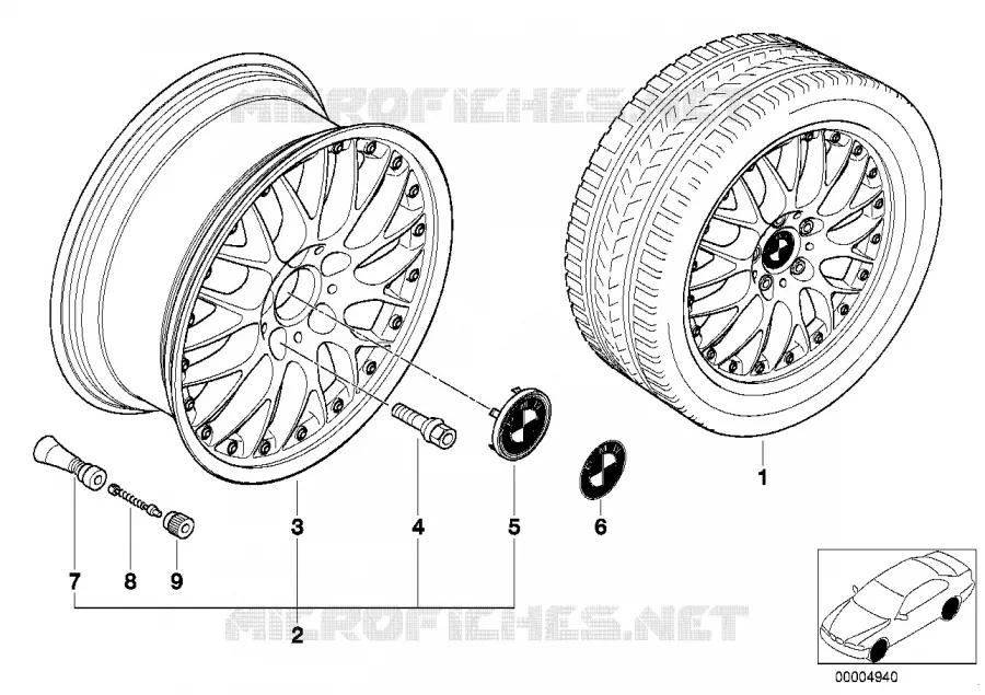 JANTE COMPOSITE II RAYONS CROISES St. 42 BMW BMW Z3 1998 Z3 2.0 N Z3 2.0