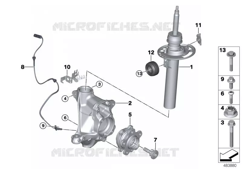 Jambe suspension av./Palier pivot/Roue BMW BMW X3 2016 X3 M40iX N X3 M40iX