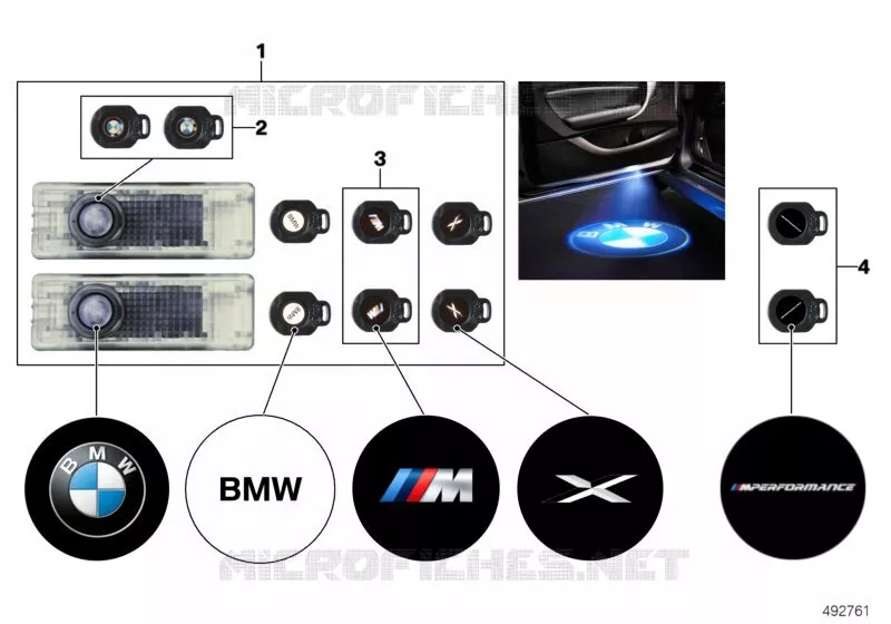 Projecteur de porte LED BMW BMW Série 7 2008 740Li A 740Li