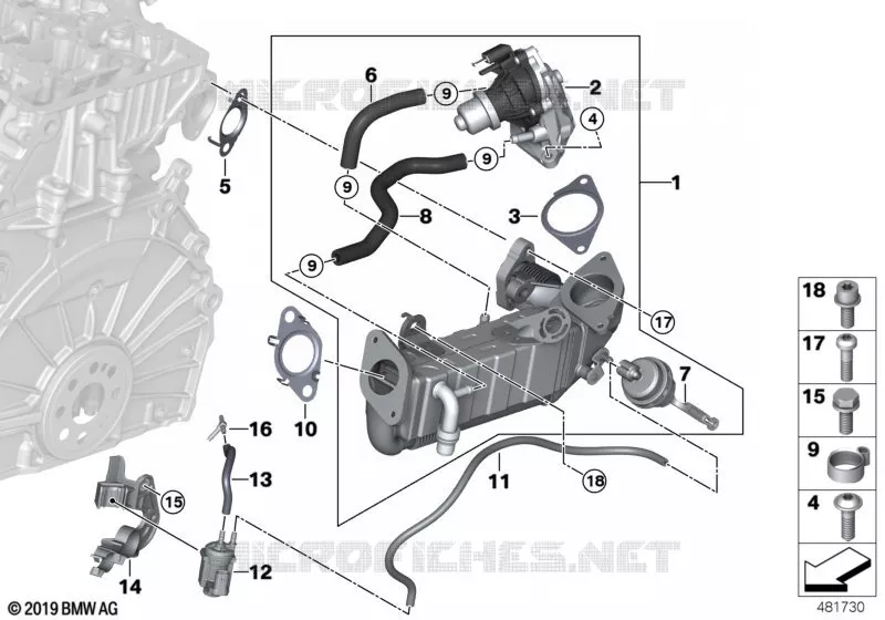 Réduction des gaz déchappement-Refroid. BMW BMW X2 2017 X2 16d N X2 16d