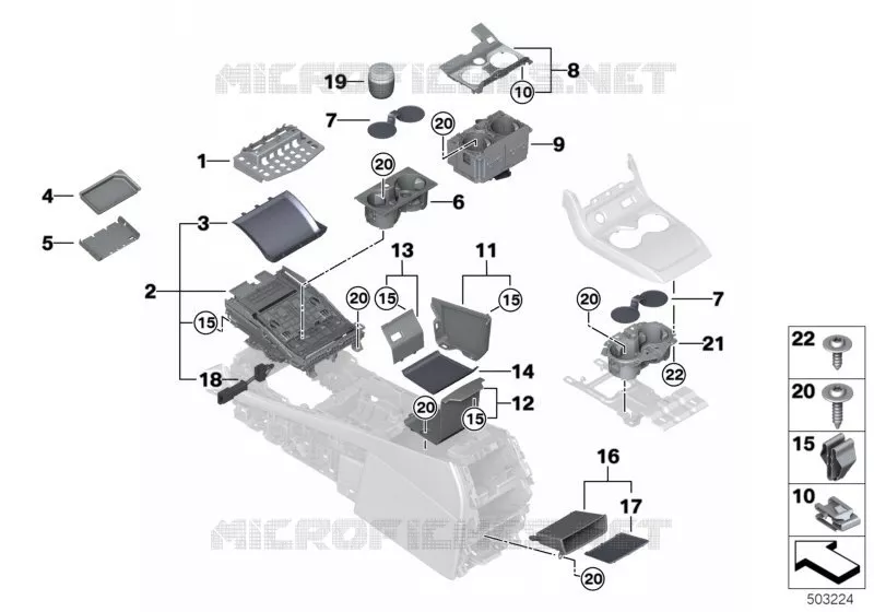 Bac de rangement console centrale BMW BMW X7 2017 X7 30dX A X7 30dX