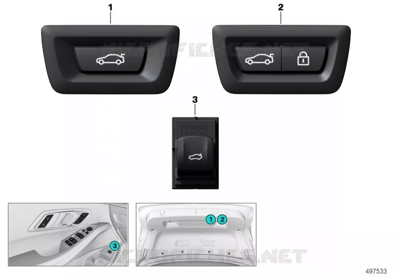 Bouton commande de hayon BMW BMW Série 3 2017 320dX N 320dX