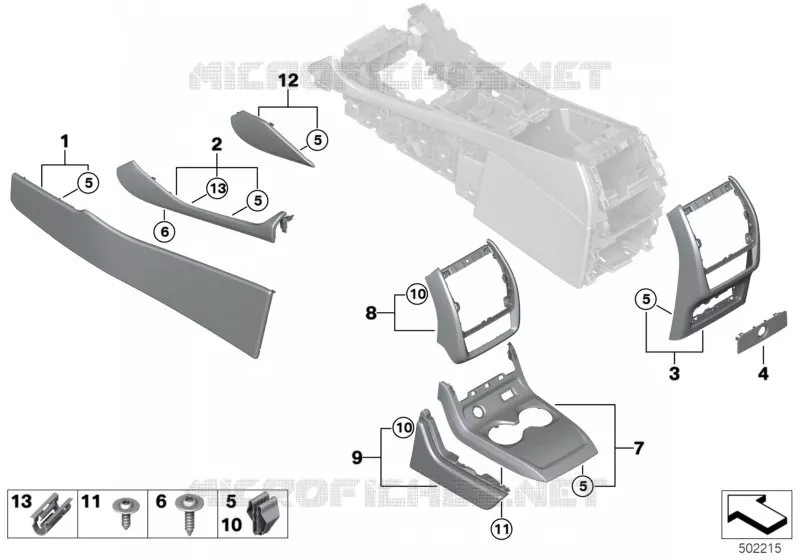 Elément rapporté console centrale BMW BMW X6 2018 X6 30dX A X6 30dX
